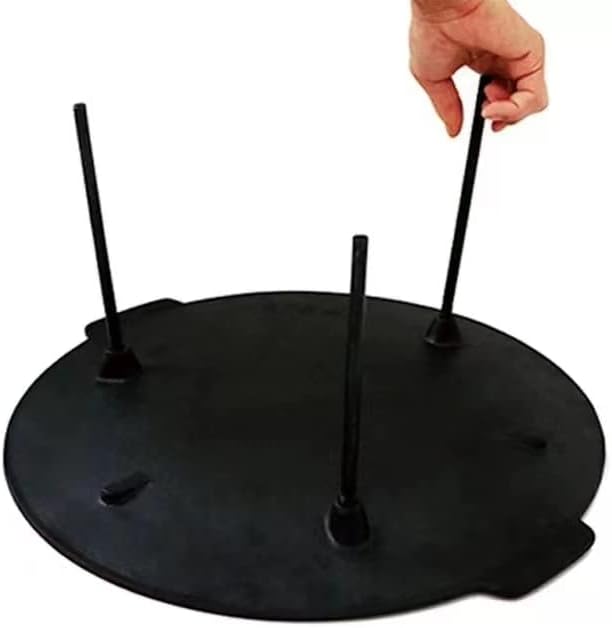 18" Cast Iron Griddle, Round Iron Pan, Portable Campfire Grill with 3 Removable Legs for Outdoor BBQ Cooking, Grilling and Frying Outdoor Camping