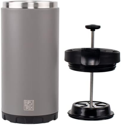 Steel Toe 3.0 Travel Coffee Press - Brew 20 fl.oz On The Go - No Spill Lid, Double Wall Vacuum Insulated Stays Hot for Hours, French Press Coffee (Storm Gray)