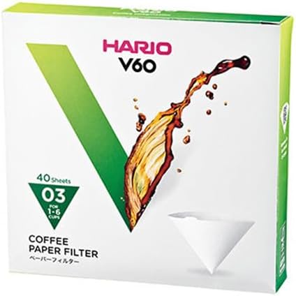 Hario V60 Paper Coffee Filter, Size 03, White, 40ct Box