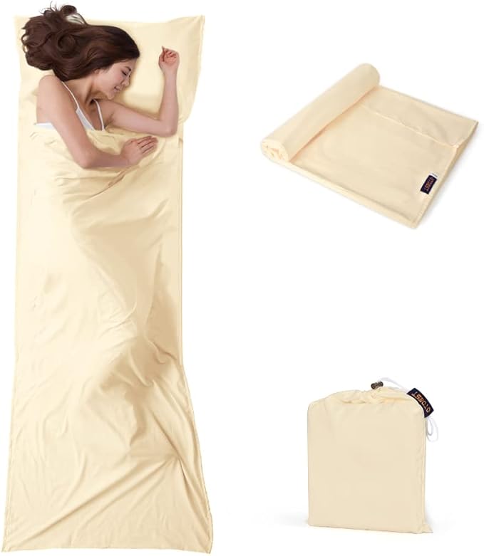 Travel and Camping Sheet Sleeping Bag Liner - Lightweight Compact and Portable Adult Sleeping Bag - Ideal for Traveling,Hostels and Camping