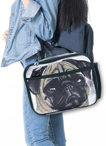 Pug Dog Lunch Bag Insulated Reusable Lunch Box Kids Girls Boys Cooler Thermal Tote Bag For Men Women School Work Picnic