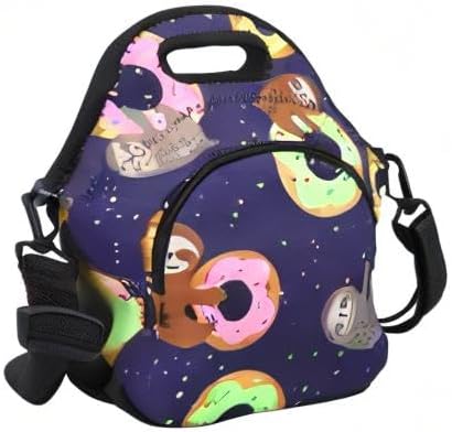 Violet Mist Neoprene Lunch Bag Reusable Insulated Box with Adjustable Shoulder Strap for Men and Women