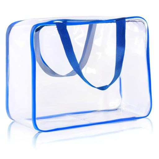 6Pcs Crystal Clear PVC Travel Toiletry Bag Kit for Women Men, Waterproof Vinyl Packing Organizer Storage Bags with Zipper Handle Straps, Cosmetic Pouch Carry on Airport Airline Compliant Bag Handbag