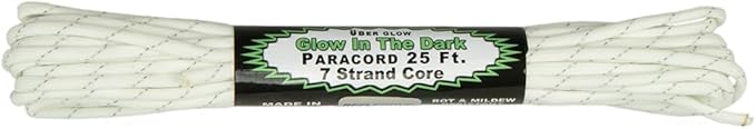 Paracord Planet Glow in The Dark 550lb Paracord – 7 Strand Luminous Parachute Cord for Nighttime Outdoor Utility – Reflective (25 ft)