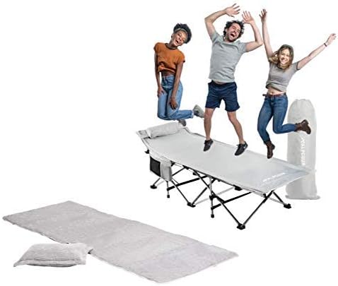 Alpcour Extra Large Folding Camping Cot with Mattress Pad and Pillow