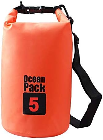 Outdoor Dry Sack/Floating Waterproof Bag 2L/3L/5L/10L/15L/20L/30L for Boating, Kayaking, Hiking, Snowboarding, Camping, Rafting, Fishing and Backpacking (Orange, 5L)