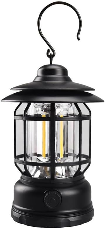 LED Camping Lantern, AmaLux Dimmable Vintage Rechargeable Lantern, IPX4 Water Resistant Portable Emergency Lights, Outdoor Hanging Tent Light for Hurricane, Camping, Survival Kits, Hiking