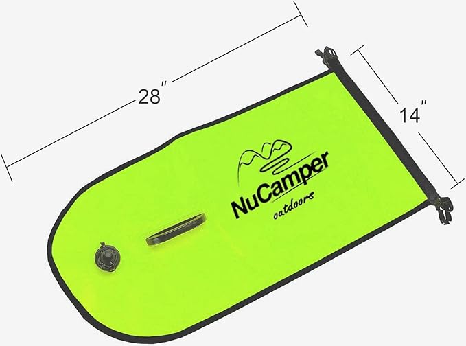 NuCamper Swim Buoy for Open Water Swimmers With Adjustable Waist Belt, Waterproof Dry Bag, Swim Bubble For Safty Swimming, Training Snorkeling, Kayaking, Diving, Boating, Large Capacity 28L