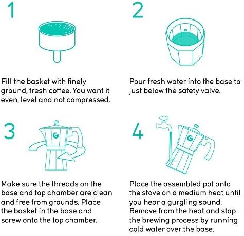 Coffee Gator Moka Pot - 6 Cup, 12oz Stovetop Espresso Maker - Classic Italian and Cuban Coffee Percolator w/ 2 Stainless-Steel Cups – Matte Grey Aluminum, 360ml