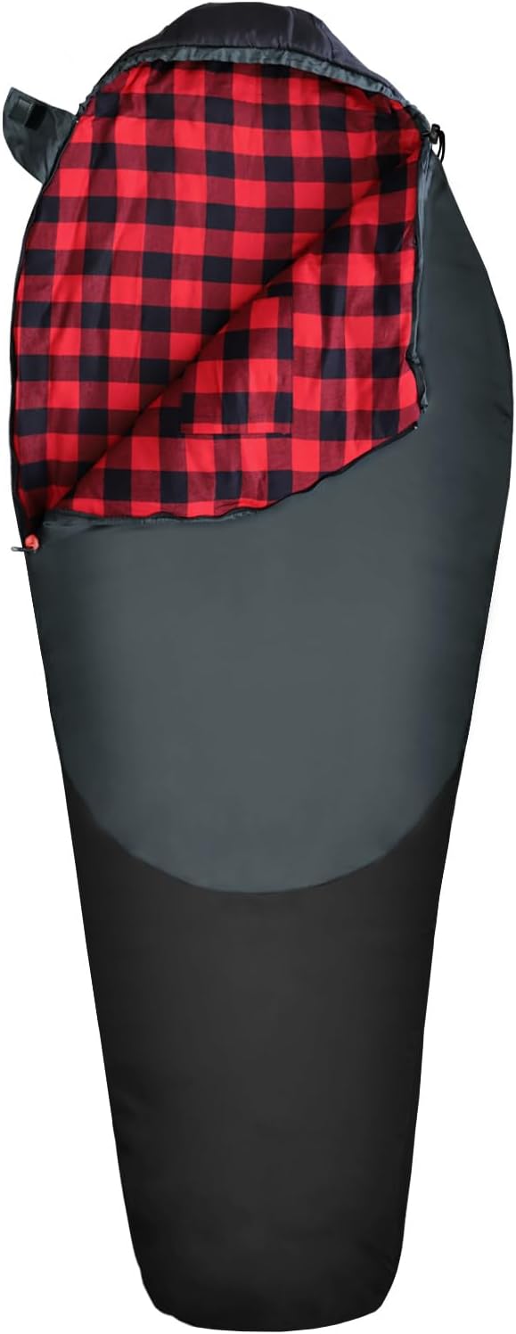 Cold Weather Mummy Sleeping Bag Flannel 0 Degree Winter Sleeping Bag Machine Washable Heavy Duty for Adults,Teenager with Compression Sack 4 Seasons for Camping Hiking Traveling