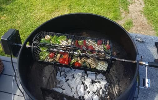 only fire Universal Rotisserie Basket Grill Accessory, Teflon Rotisserie Grill French Fries Basket Fits for Any Gas Grill or Other Ceramic Grills