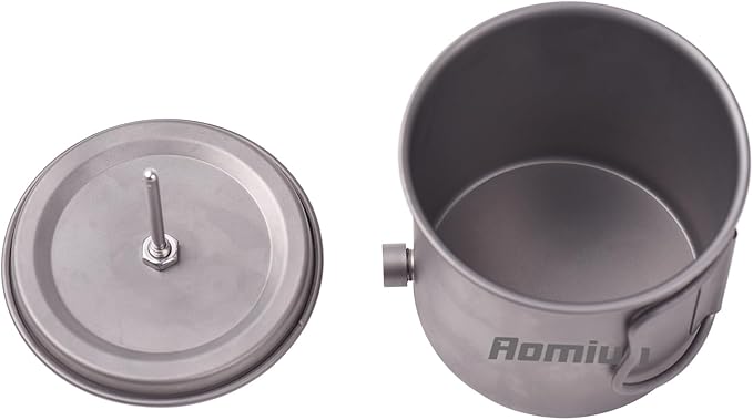 Titanium Gooseneck Kettle with Thermometer, 13.5oz Pour Over Camping Kettle Coffee Tea Pot with Removable Spout & Folding Handle, Lightweight Portable Camping Kettles for Backpacking