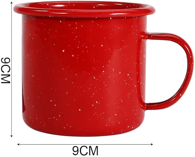 Set of 4 16oz Outdoor Camping Mugs- Enamel Camping Mugs-Enamel Coffee Tea Camping Cup Mugs-Coffee Tea Cups for Camping Fishing Picnic Hiking Home Office, Portable & Reusable (Red-4 pcs)