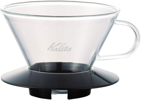 Kalita Wave Pour Over Coffee Dripper, Size 185, Makes 16-26oz, Single Cup Maker, Heat-Resistant Glass, Patented & Portable,black