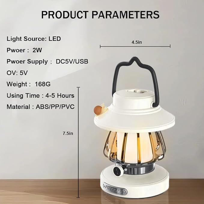 Camping Lantern for Kid Toddler Flashlight with Soft Light & Eye Protection Indoor Outdoor Hanging Tent Portable Night Light Battery Operated Sky Lanterns Rechargeable Lamp Gear Essentials Gift White