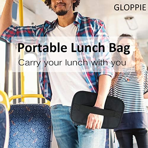 Gloppie Small Lunch Bag for Adults & Kids - Compact Insulated Lunch Box, Durable & Food-Grade Lining | Portable Cooler for Work, School, Travel (Black)