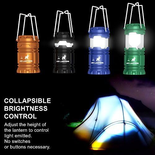MalloMe Camping Lantern Multicolor 8 Pack Lanterns for Power Outages, Camping Lights for Tent Hanging, Camp Light Tent Lamp Emergency Battery Powered LED Lantern (Rechargeable Batteries Not Included)