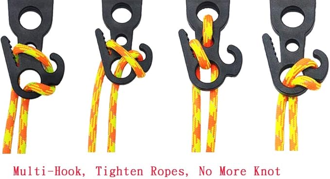 ORXPLUS TOOLS 4pcs Tarp Clips Thumb Screw with Hook Tail Knot-FreeTent Clips Awning Clamp Set Tent Clamps for Camping Canopies, Car Cover, Winter Boat Cover, Pool Cover, Sun Shade
