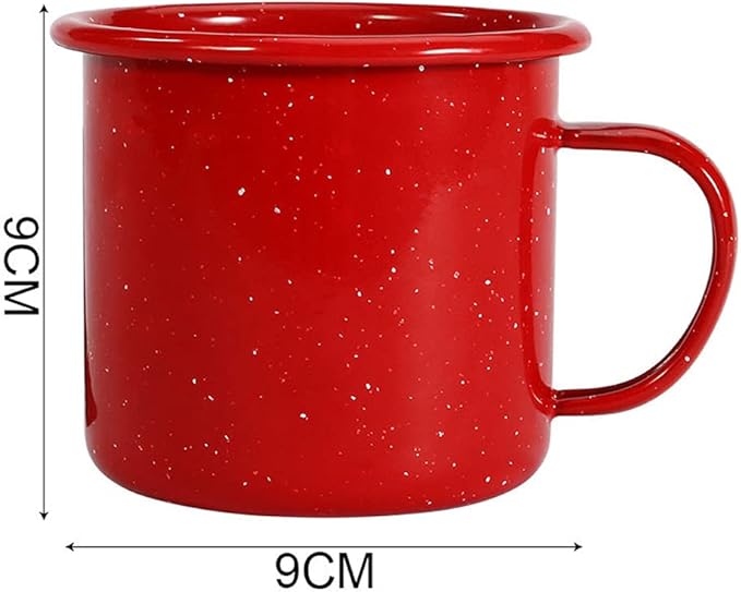 16oz Outdoor Camping Mugs set of 2- Enamel Camping Mugs-Enamel Coffee Tea Camping Cup Mugs-Coffee Tea Cups for Camping Fishing Picnic Hiking Home Office, Portable & Reusable (Red-2 pcs)