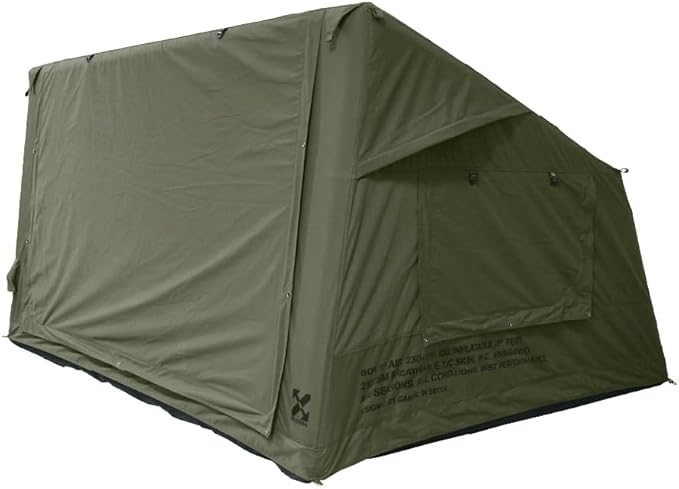 2025 Upgraded Canvas Inflatable Camping Tent with Pump, Easy Setup Blow Up Air Tent for Camping,No Assembly Needed Air Tent with Mesh Skylight Windows&Doors