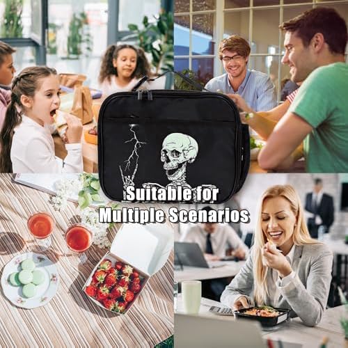 Goth Skull Lunch Bag Insulated Reusable Lunch Box Kids Girls Boys Cooler Thermal Tote Bag For Men Women School Work Picnic