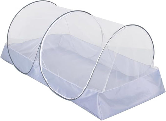 CMINGJ Portable Mosquito Net Foldable Pop-Up Travel Mosquito Net for Bed Free Installation-Suitable for Baby Adults Bedroom, Camping, nap, Patio (Large-Side Zipper(White net))