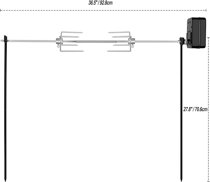 onlyfire Spit Rotisserie for Outdoor Campfire Grilling, Over Fire Camp Grill with 35×5/16" Square Spit Rod