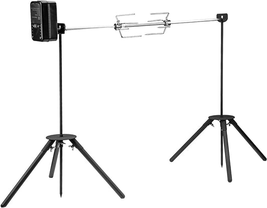 onlyfire Spit Rotisserie Outdoor Camp Grill with Support Legs for Outdoor Campfire Grilling - 35×5/16" Square Spit Rod