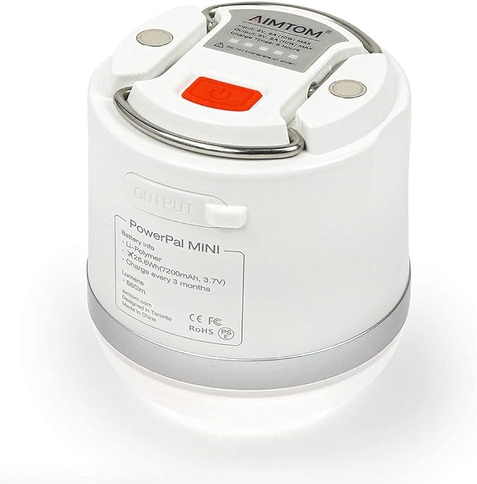 LED Camping Lantern, 6 Light Modes, 7200mAh Power Bank, 660LM, Waterproof, 850ft Long-Range Spotlight, Mini Flashlight Magnetic Base for Hurricane Emergency, Outdoor, Hiking, Home and Car by AIMTOM