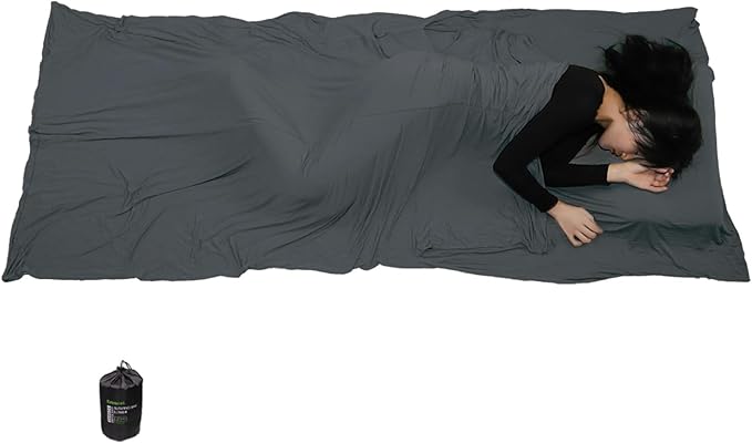 Travel Sheets for Hotel, Rayon Derived from Bamboo, Stretchy Sleep Sack for Adults, Warm Weather/Summer Sleeping Bag Liner for Camping and Travel, Rectangular with Pillow Pocket, Mummy, Cooling Sheets