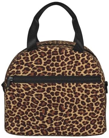 bassyil Leopard Lunch Box Insulated Lunch Bag Reusable Sling Bag With Adjustable Shoulder Strap Cooler Tote Bag For Men Women
