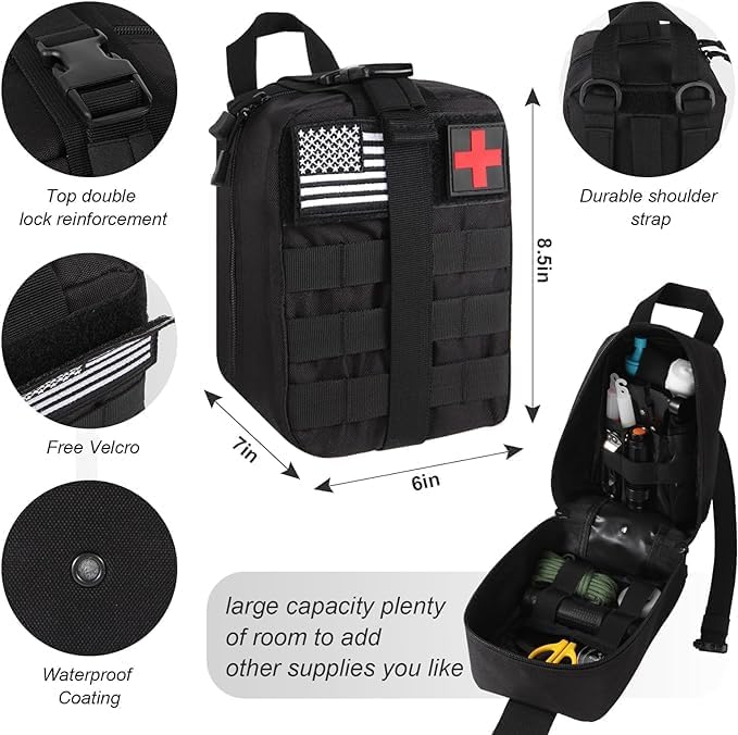 Original Survival Kit, 250 Pcs Survival Gear First Aid Kit with Molle System Compatible Bag and Emergency Tent - Ideal for Earthquake, Outdoor Adventure, Hiking, Hunting, Medium size