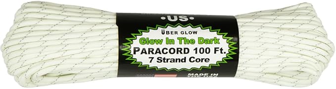 Paracord Planet Glow in The Dark 550lb Paracord – 7 Strand Luminous Parachute Cord for Nighttime Outdoor Utility – Reflective (100 ft)