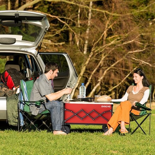 Collapsible Wagon Cart 360lbs Beach Foldable Wagon Lightweight & Portable Folding Utility Grocery Shopping Carts with Wheels for Shopping Sports Garden Camping Red