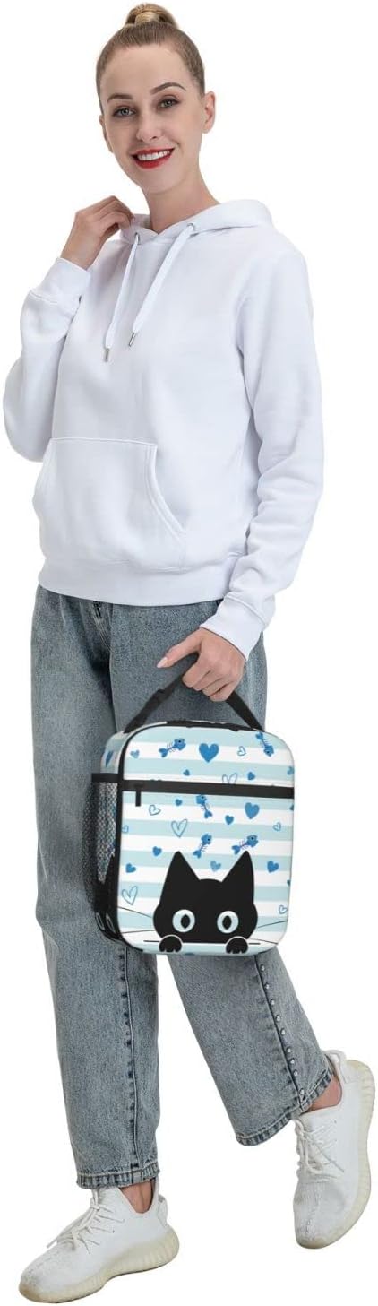Black Cat Lunch Box Reusable Insulated Lunch Bag Thermal Cooler Tote For Boys Girls Teen School Men Women Picnic Travel Hiking