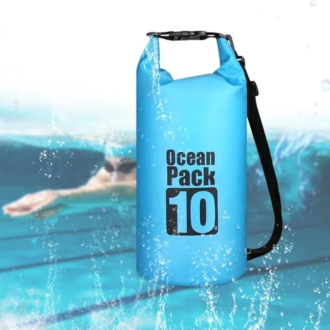 Waterproof Dry Bag 10L Custom PVC Sack Rafting Camping Hiking Backpack Kayak Sport Beach Gear Dry Bag (Blue)
