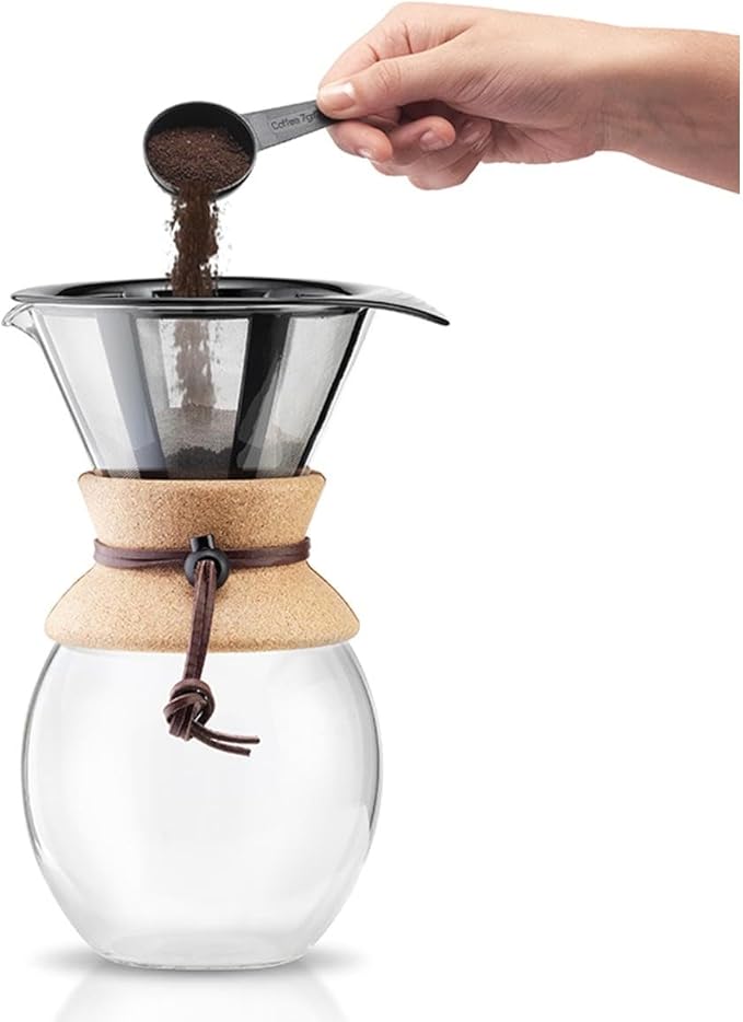 Bodum 51oz Pour Over Coffee Maker, High-Heat Borosilicate Glass with Reusable Stainless Steel Filter and Cork Grip - Made in Portugal