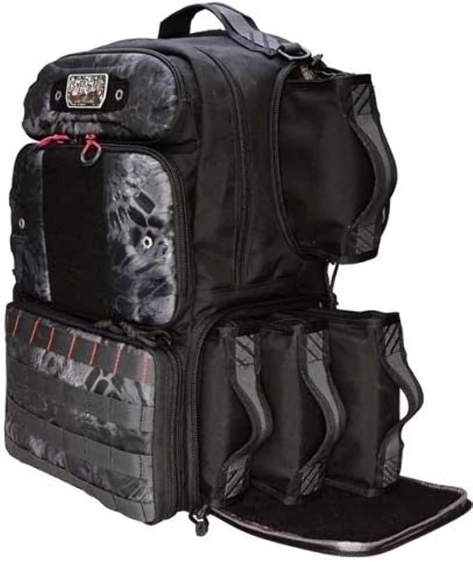 G.P.S. Tactical Tall Range Backpack | Holds 4 Handguns | MOLLE Webbing | Durable Waterproof Stain-Resistant Tactical Gear for Shooting & Hunting, Prym1 Blackout
