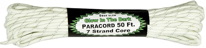 Paracord Planet Glow in The Dark 550lb Paracord – 7 Strand Luminous Parachute Cord for Nighttime Outdoor Utility – Reflective (50 ft)