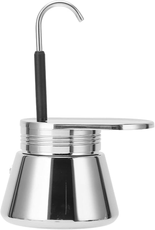 Single Spout Mocha Pot, Stainless Steel Espresso Maker Coffee Pot Lightweight Cafe Maker Portable Outdoor Camping Brewed Coffee Cup for All Electric Ceramic Gas Stovetops(50ml)
