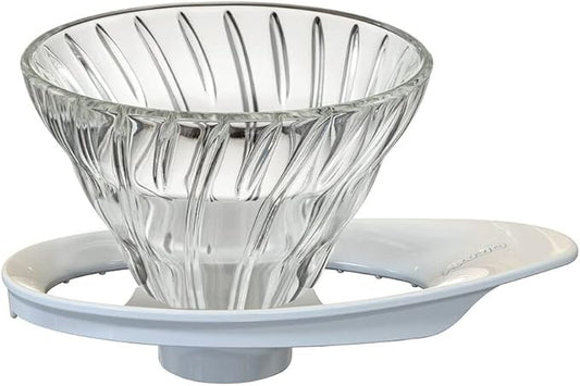 HARIO V60 VDGR-01-W Heat Resistant Glass Transparent Dripper, 01, For 1 to 2 Cups, White, Made in Japan