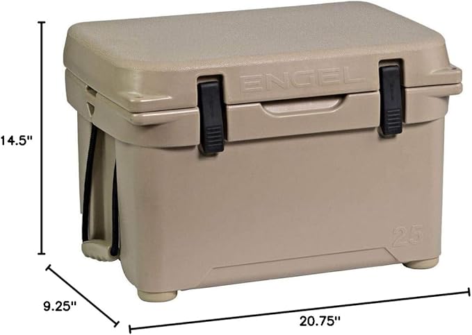 ENGEL 25 High Performance 5.28 Gallon 24 Can High Performance Durable Rotationally Molded Ice Cooler for Camping, Hunting, and Fishing