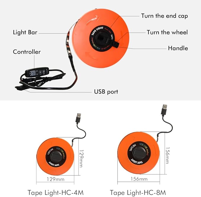 Camping Lights String,Tape Tent Lights RGB with 100 Modes Music Sync Color Changing APP Control Waterproof 13/26 FT ,Led Camping Lantern Retractable for Emergency Yard Camping Decoration (13 Ft)