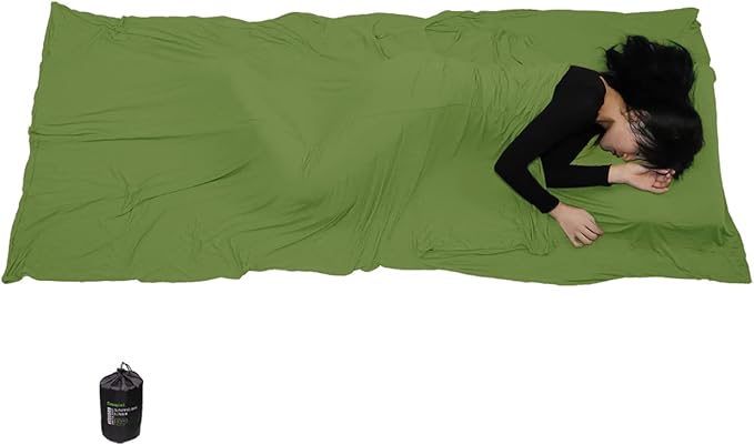 Travel Sheets for Hotel, Rayon Derived from Bamboo, Stretchy Sleep Sack for Adults, Warm Weather/Summer Sleeping Bag Liner for Camping and Travel, Rectangular with Pillow Pocket, Mummy, Cooling Sheets