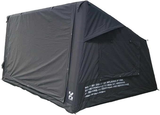 2025 Upgraded Canvas Inflatable Camping Tent with Pump, Easy Setup Blow Up Air Tent for Camping,No Assembly Needed Air Tent with Mesh Skylight Windows&Doors