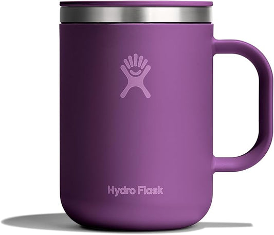 Hydro Flask Coffee Mug – Insulated Stainless Steel, Non Spill, Leak Proof Travel Mug 24 Oz Beachplum Purple