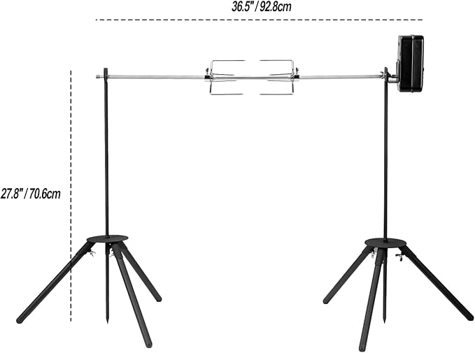 onlyfire Spit Rotisserie Outdoor Camp Grill with Support Legs for Outdoor Campfire Grilling - 35×5/16" Square Spit Rod
