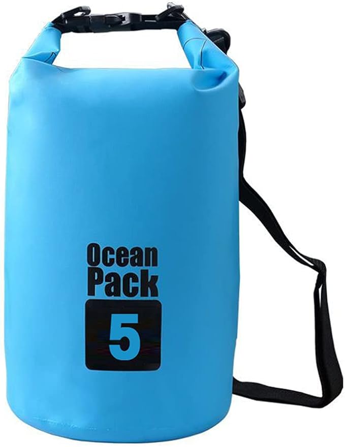 Outdoor Dry Sack/Floating Waterproof Bag 2L/3L/5L/10L/15L/20L/30L for Boating, Kayaking, Hiking, Snowboarding, Camping, Rafting, Fishing and Backpacking (Blue, 5L)