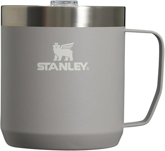 Stanley Stay-Hot Camp Mug 12 oz | Press Fit Drink Through Lid | Cup for Coffee, Tea and Drinks | Insulated Stainless Steel Coffee Mug | BPA-Free | Ash 2.0