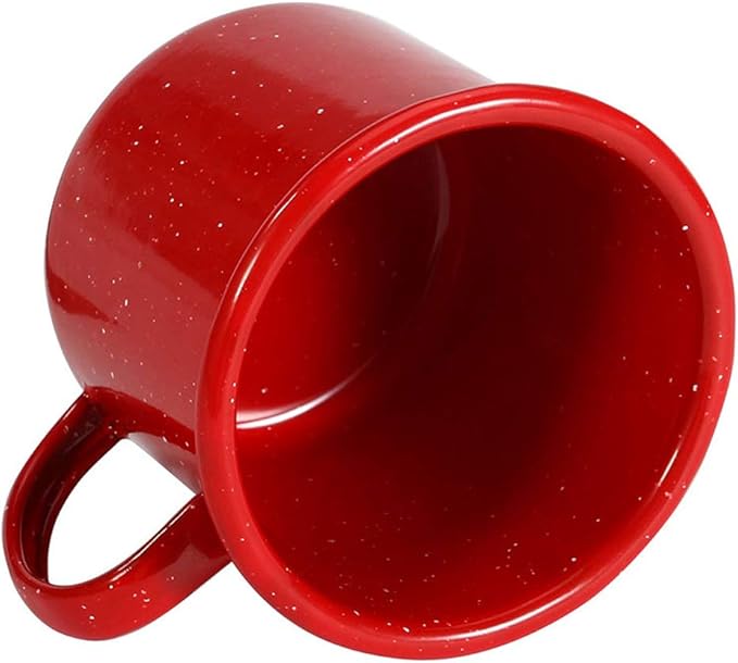 16oz Outdoor Camping Mugs set of 2- Enamel Camping Mugs-Enamel Coffee Tea Camping Cup Mugs-Coffee Tea Cups for Camping Fishing Picnic Hiking Home Office, Portable & Reusable (Red-2 pcs)